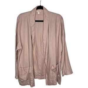 Eileen Fisher Women's Jacket L Heavy Organic Linen Powder Pink Shawl Collar